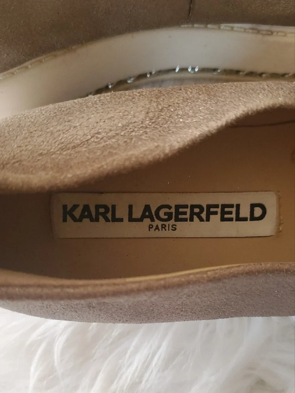 Karl Lagerfeld Metallic Bronze Slip-On Platform Loafers with White Midsole 6.5